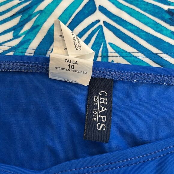 Chaps size 10 two piece bathing suit halter tankini - Picture 3 of 11